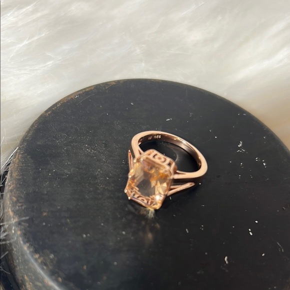 Elegant 14k Rose Gold Ring over 925 Silver. Citrine Stone. WA427 - Picture 4 of 5